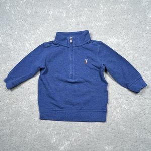 Ralph Lauren Sweater Boys Toddler Size 24M Blue Half Zip Pony Sweater Cotton